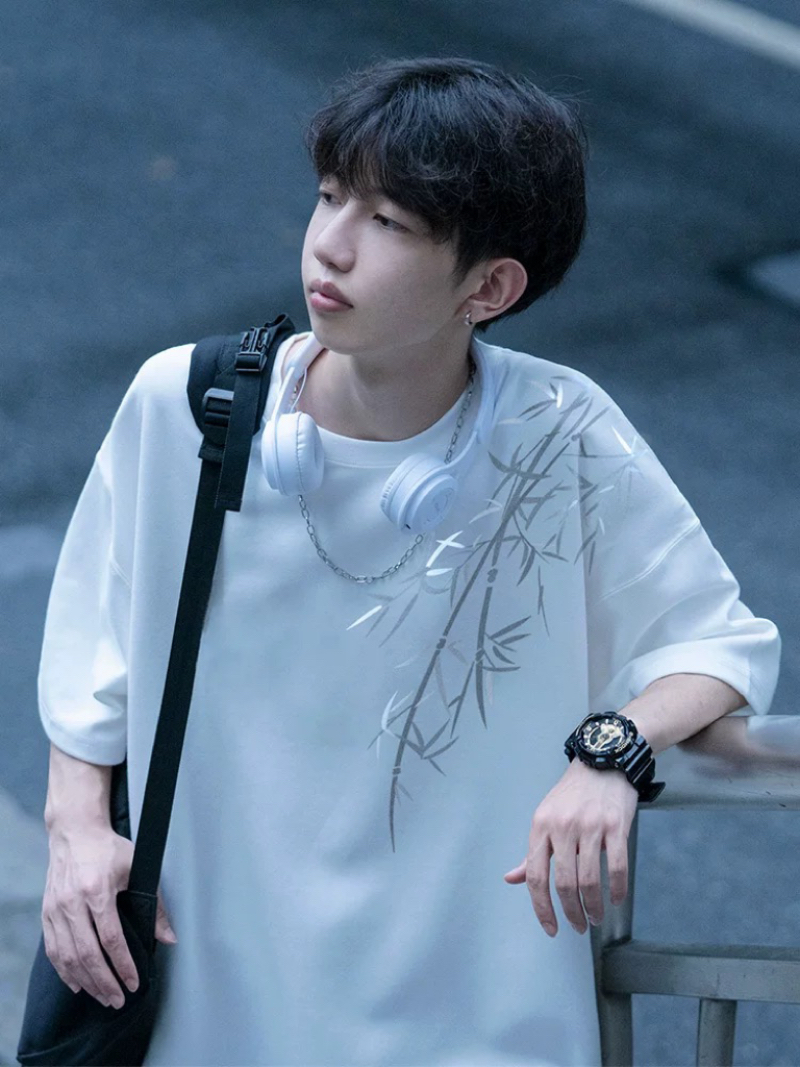 "National trend men's short-sleeved T-shirt, loose and trendy ice cotton body, summer comfortable, breathable, casual and fashionable brand. full figure