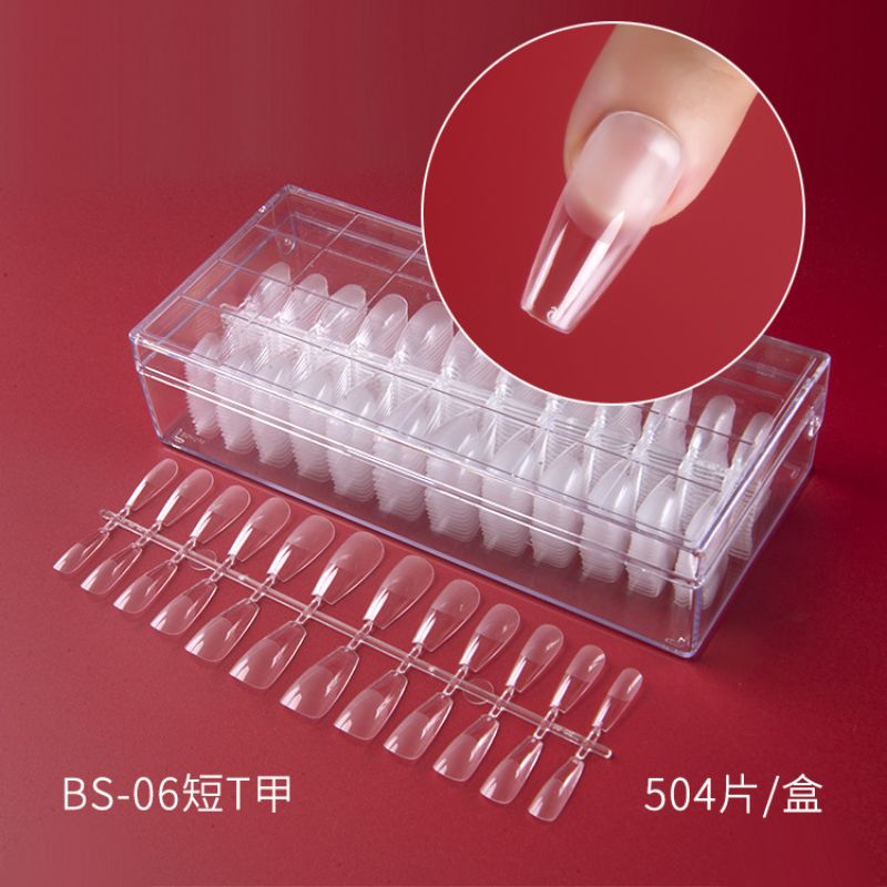 甲片穿戴甲用折无痕短T梯形水滴杏仁全半两用假指甲贴片美甲批发01