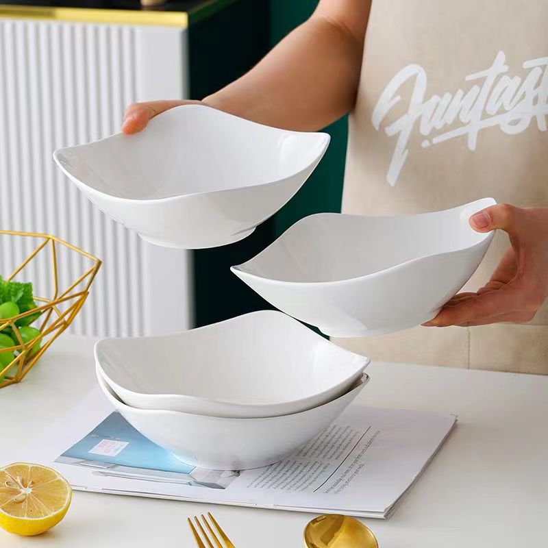 北欧ins纯白四角盘子创意菜盘简约陶瓷网红汤盘详情3