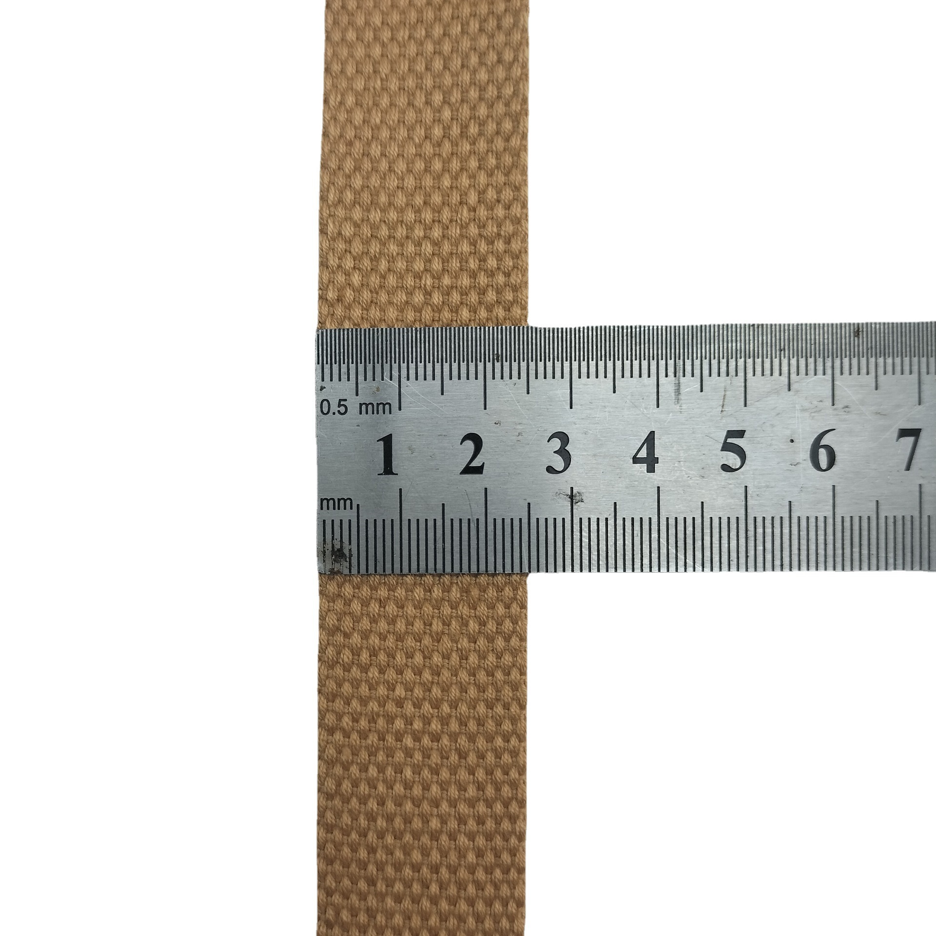 3.2cm wide apricot-colored polyester-cotton beaded woven strap, 1.8mm thick and 25mm wide imitation cotton plain weave shoulder strap for luggage and handbags in stock Item Picture