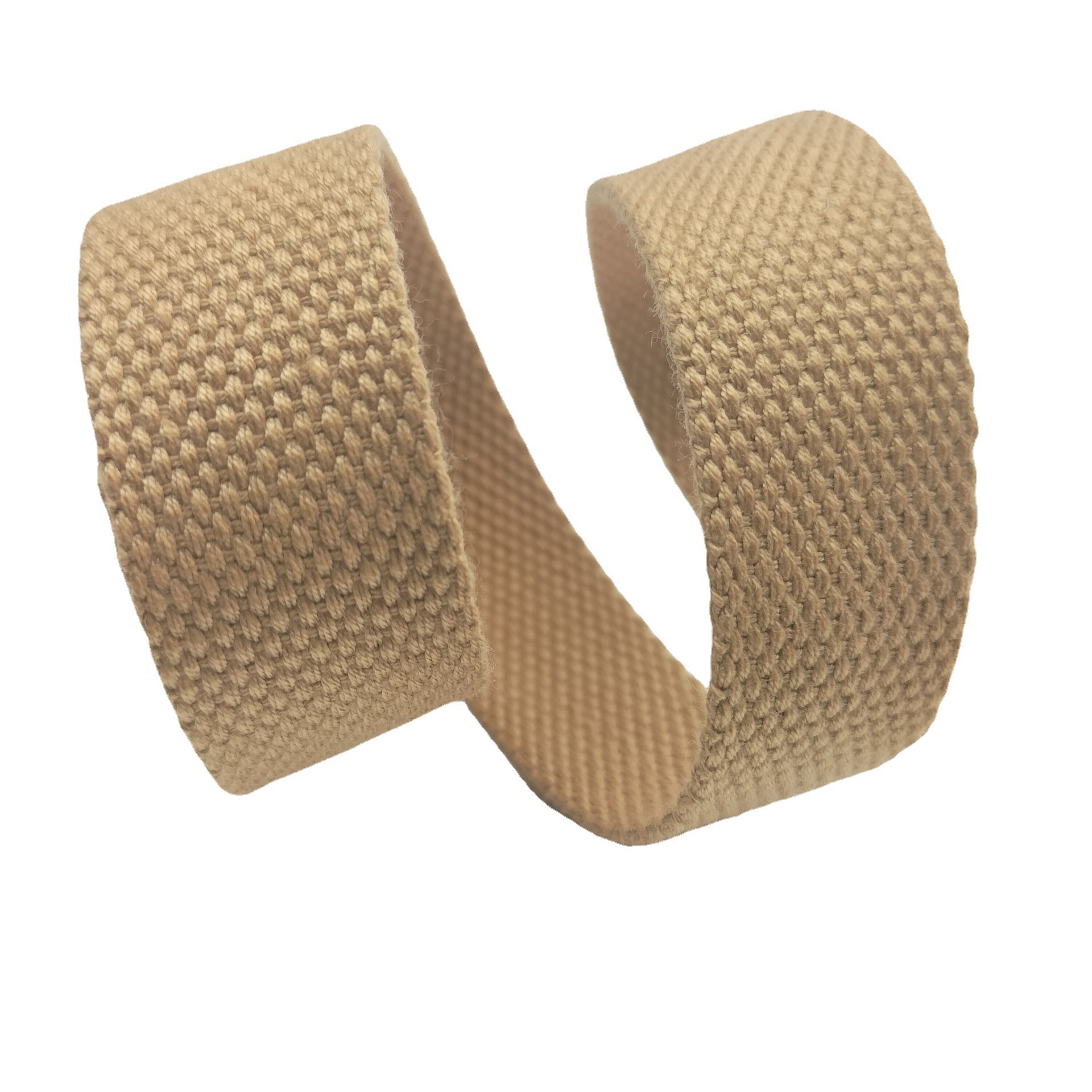 3.2cm宽杏色涤棉珠纹织带1.8mm厚25mm宽仿棉平纹箱包手袋肩带现货