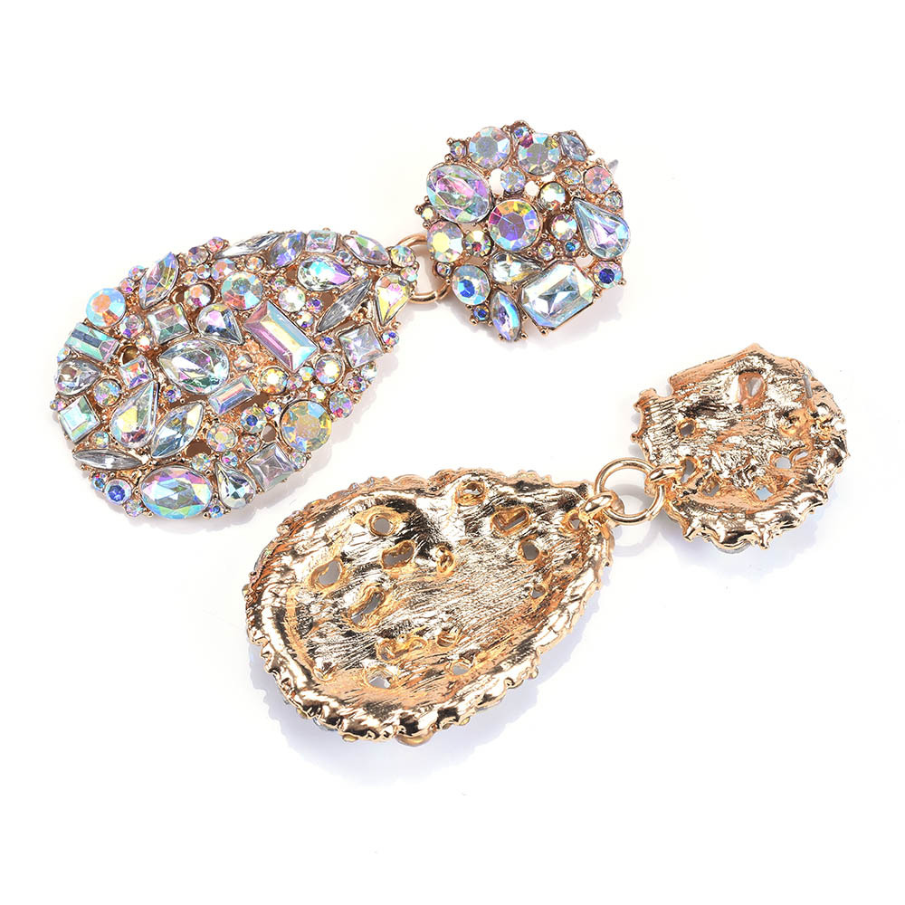 New geometric exaggerated earrings, European and American fashion cross-border rhinestone and diamond-encrusted earrings and stud earrings wholesale Item Picture