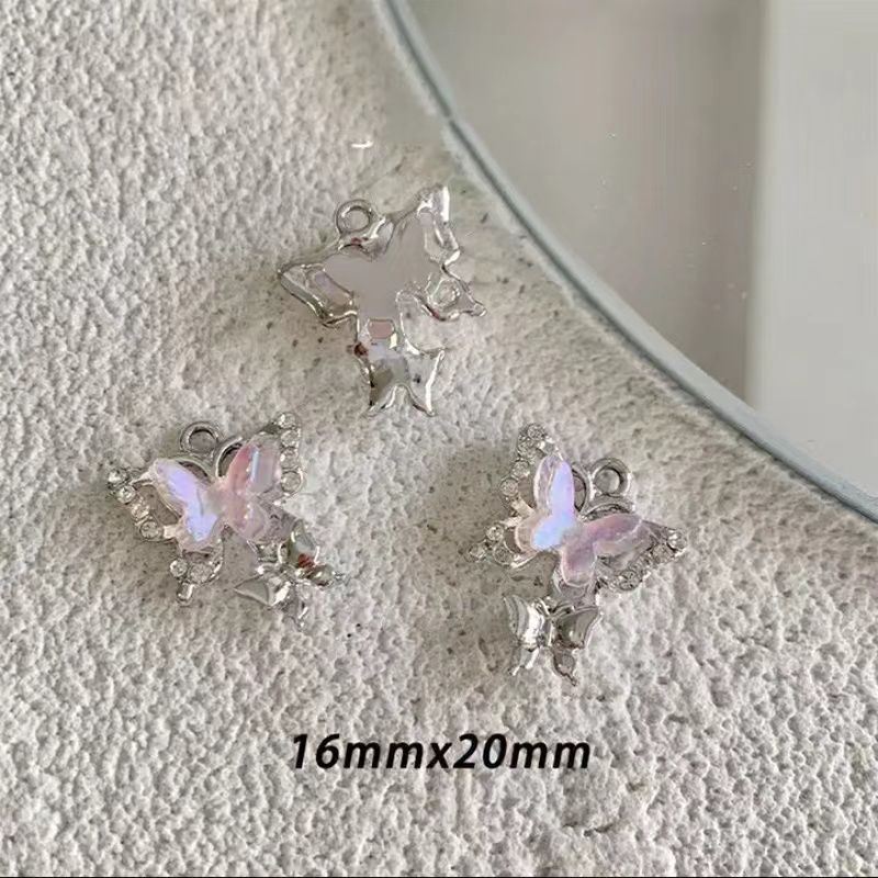 Sweet metal alloy double-layer butterfly tail butterfly cool girl diy handcrafted beaded jewelry accessory material detail image 5