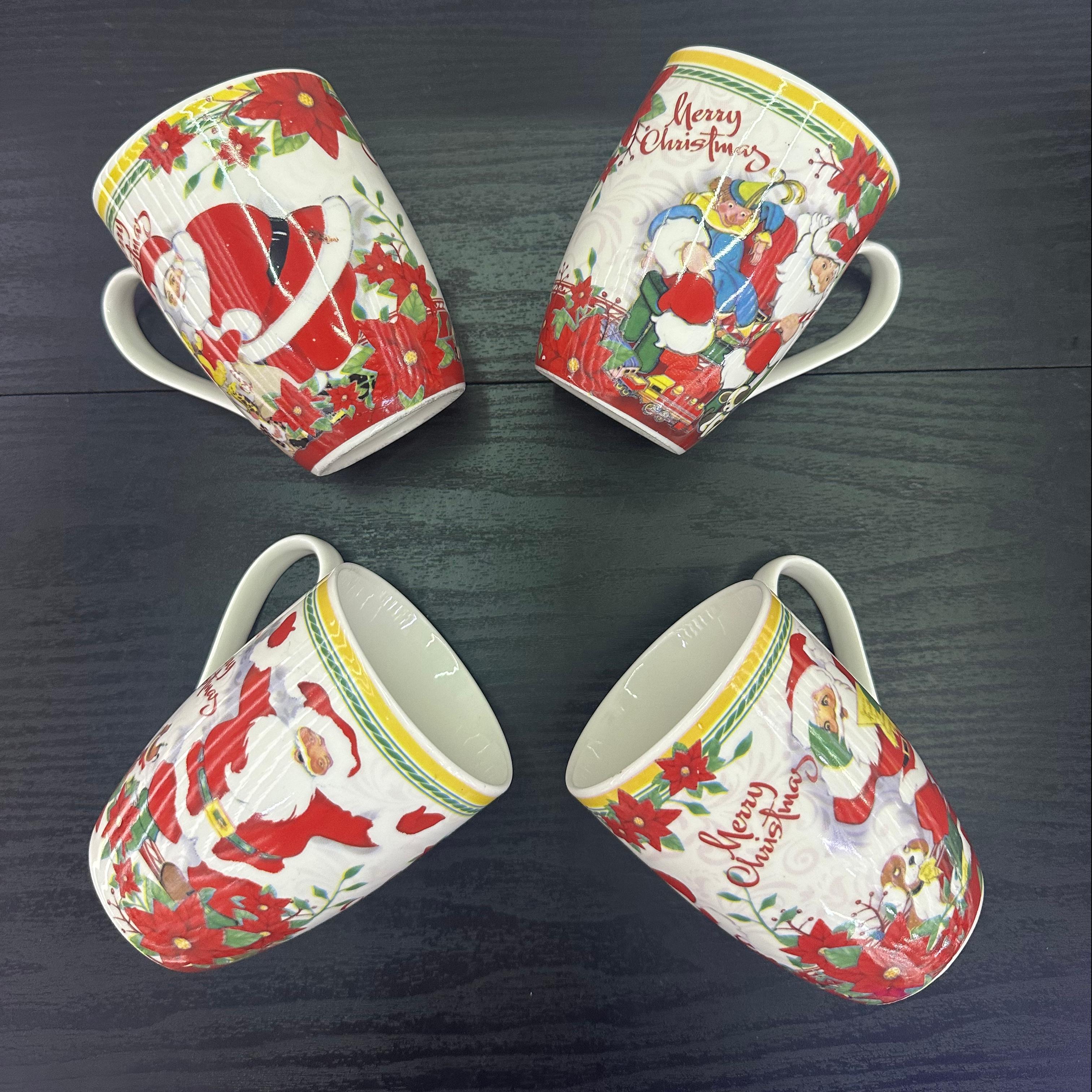 跨境圣诞陶瓷杯高档马克杯卡通可爱新年系列外贸圣诞烤花水杯christmas陶瓷杯瓷杯马克杯