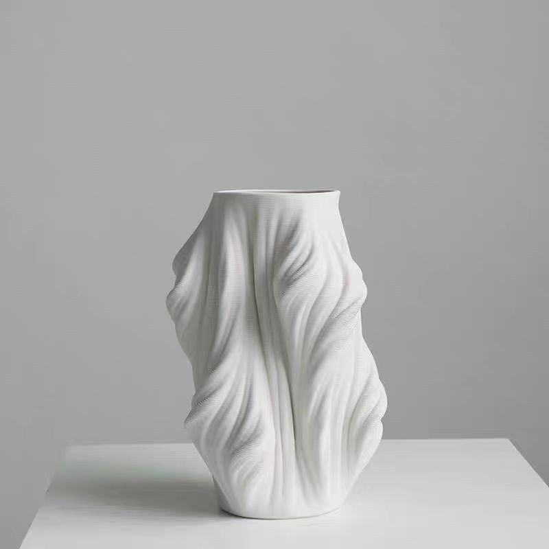 A light luxury white ceramic vase with an artistic sense and 3D silk flower arrangement for the front desk of the hotel entrance counter and the reception room Application Scenario
