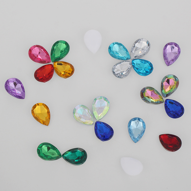 Pointed-bottom teardrop-shaped diamond, silver-bottom crystal acrylic diamond, DIY phone cases, bags, hair accessories, clothing accessories and accessories Specification image