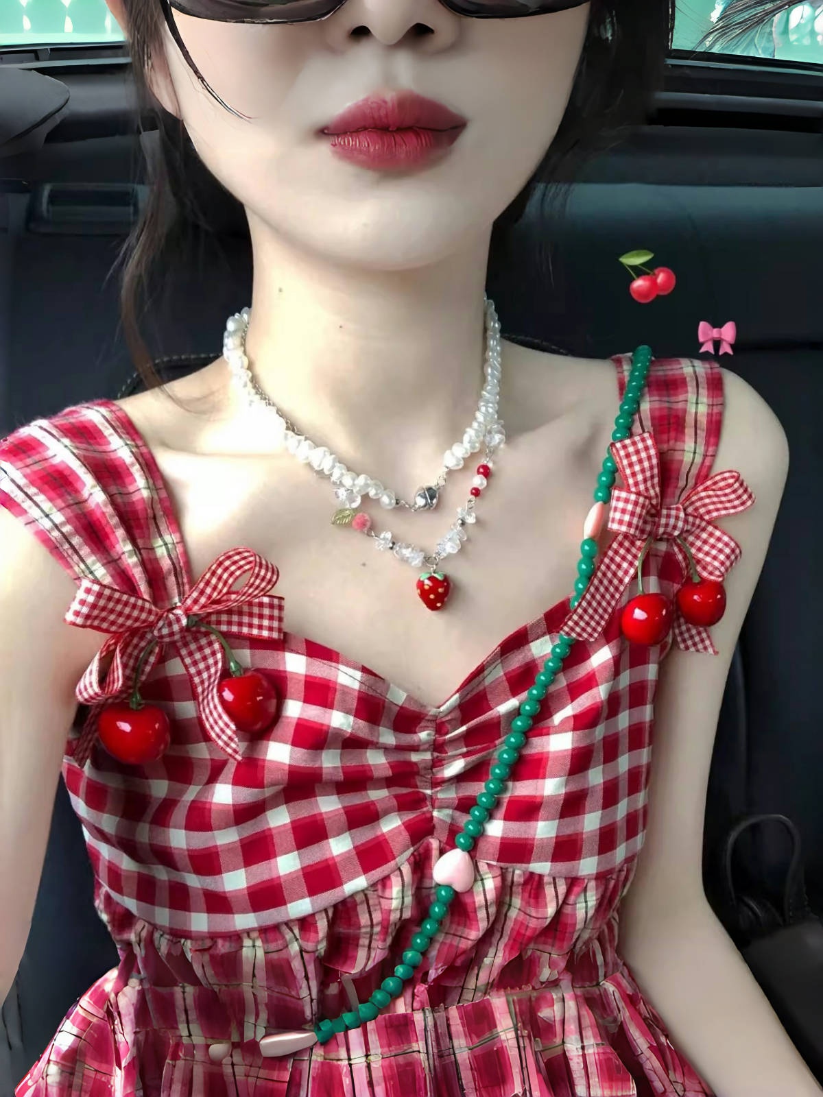欧美跨境夏季彩色爱心项链手链多巴胺金珠串珠锁骨链TEUM同款热卖