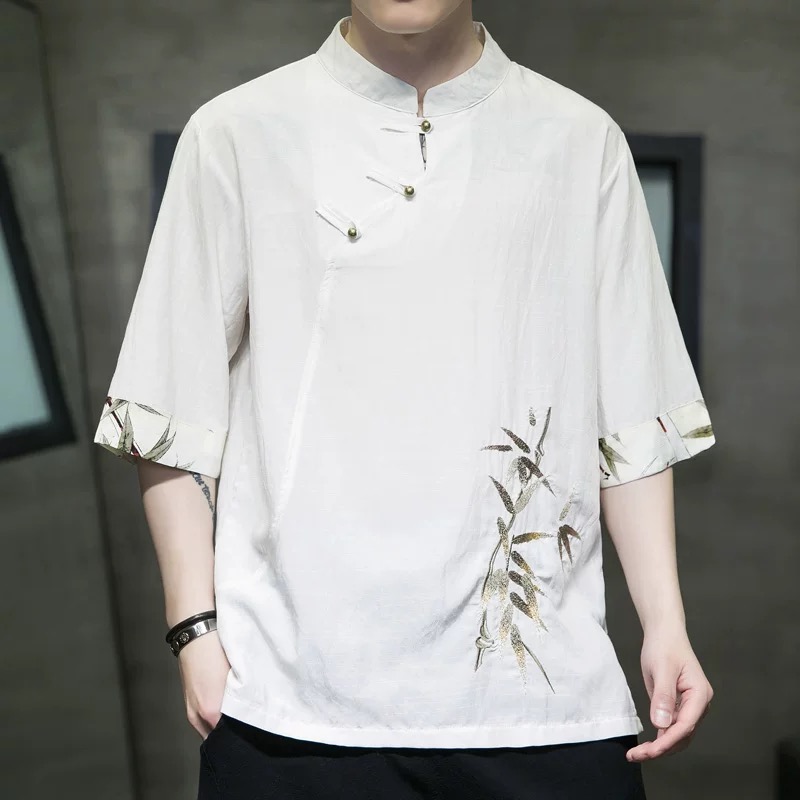"National trend men's short-sleeved T-shirt, loose and trendy ice cotton body, comfortable, breathable, fashionable and casual in summer. details Picture