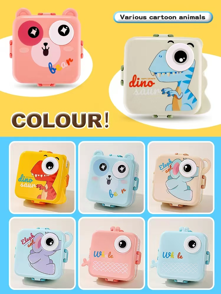 Children's cartoon double-layer plastic 304 stainless steel color box, custom lunch box, rice glass food preservation box, food preservation box, microwave lunch box, microwave lunch box details Picture