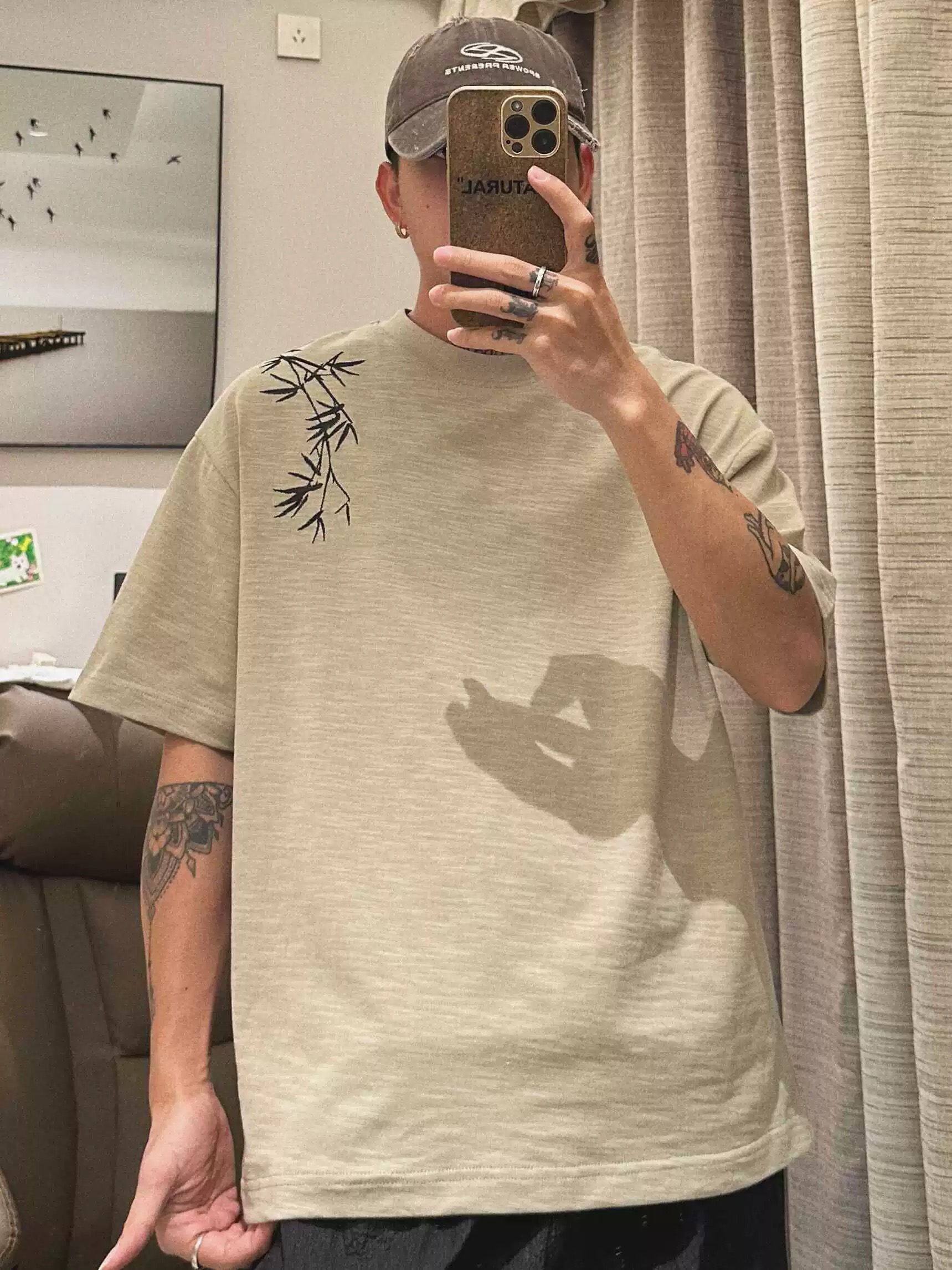 National trend men's short-sleeved T-shirt, loose and trendy ice cotton body, summer casual, comfortable and breathable fashion brand design details Picture