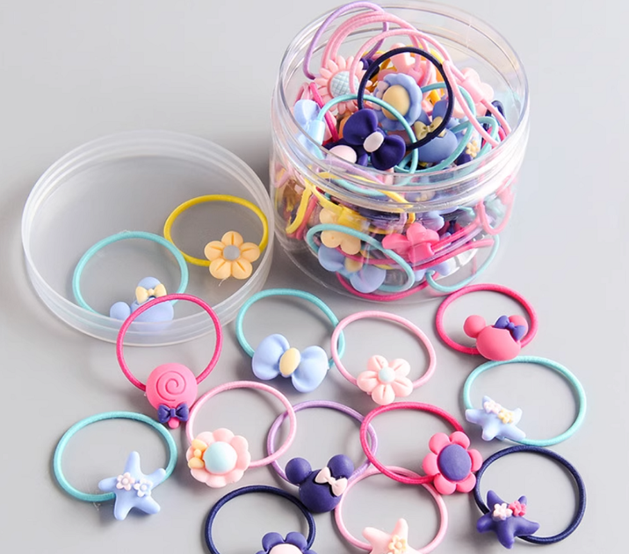 简约五彩花花发绳 高弹性女生发绳 女神发饰