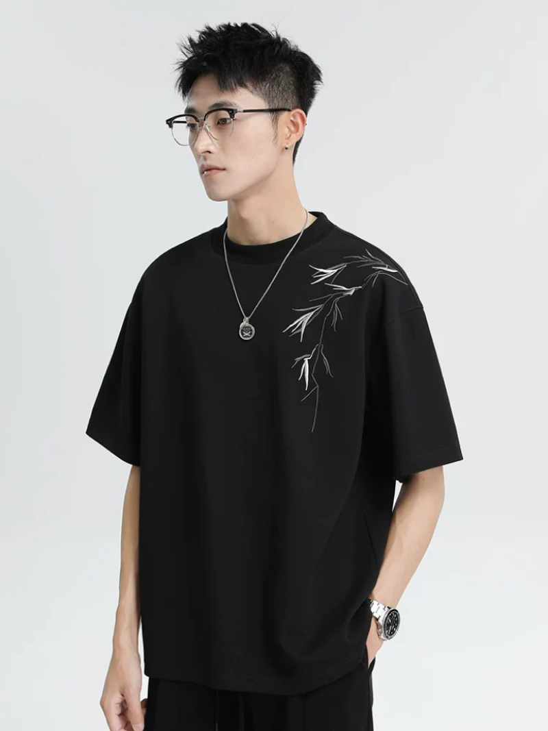 New Chinese-style short-sleeved embroidered men's top 2025 new style short-sleeved details Picture