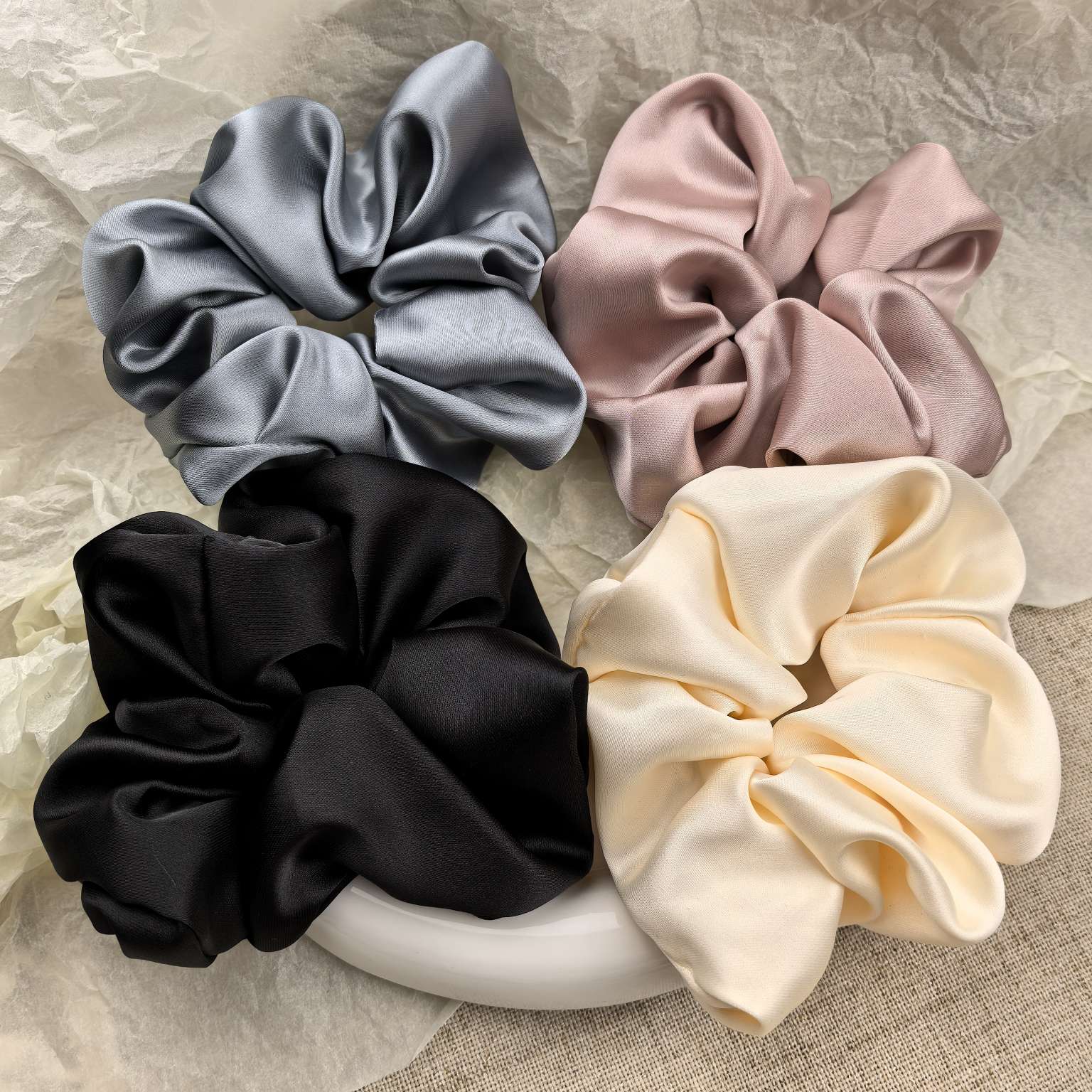 韩版简约丝绸缎带大直径超大号大肠圈大肠发圈头绳发饰头饰百搭时尚饰品扎发发圈饰品