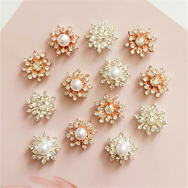 Best-selling pearl full-diamond flower alloy accessories, diy handcrafted hair accessories, cartoon clothing, bags, shoes, mobile phone accessories materials