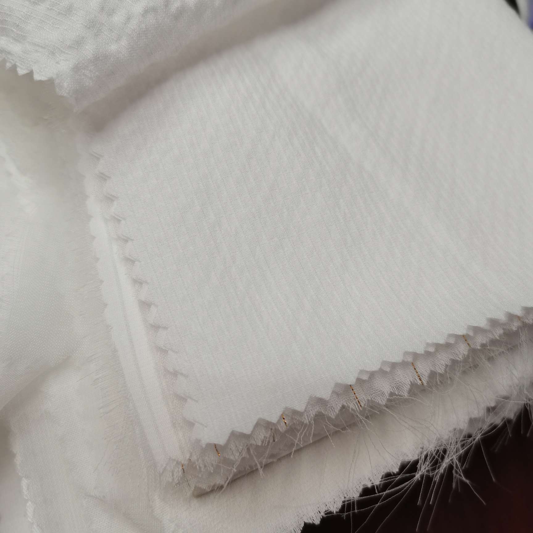 Digital printed bottom, plain weave, twill weave, bamboo joint satin, waffle check and various natural white fabrics details Picture