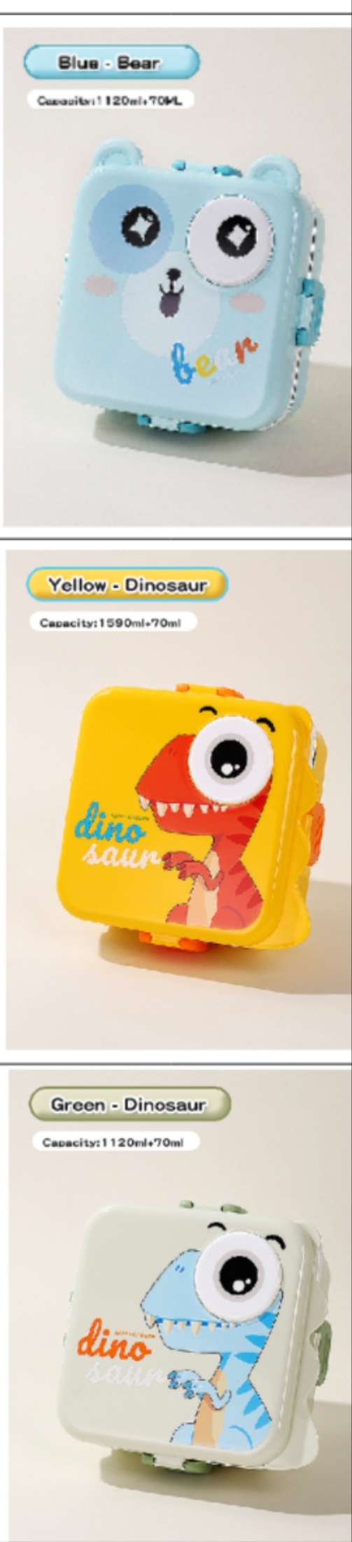 Children's cartoon double-layer plastic 304 stainless steel color box, custom lunch box, rice glass food preservation box, food preservation box, microwave lunch box, microwave lunch box Specification image