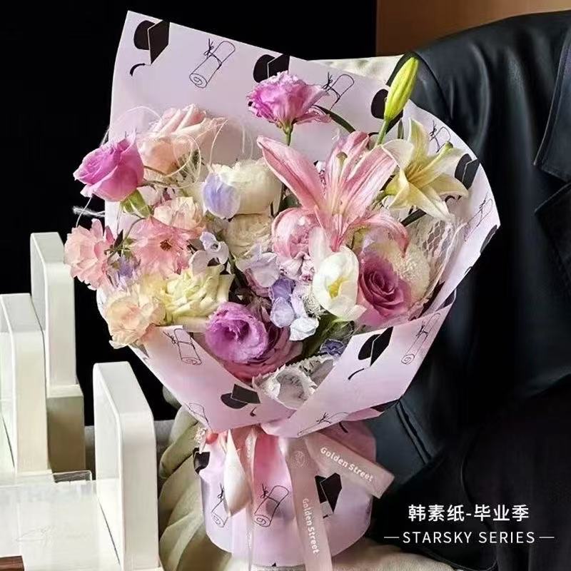 博士帽鲜花包装纸，鲜花包装，鲜花包装纸，花束包装纸，玻璃纸详情图9