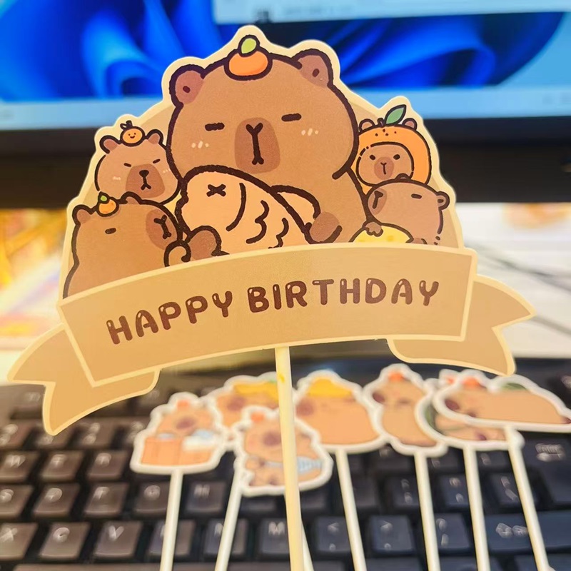 Brown Capibara Capybara dessert table cake decoration children's birthday Push Fun Party Cartoon plugin Brown Capibara Capybara Dessert Table Cake decoration Children's birthday Push Fun Party Cartoon plugin Specification image