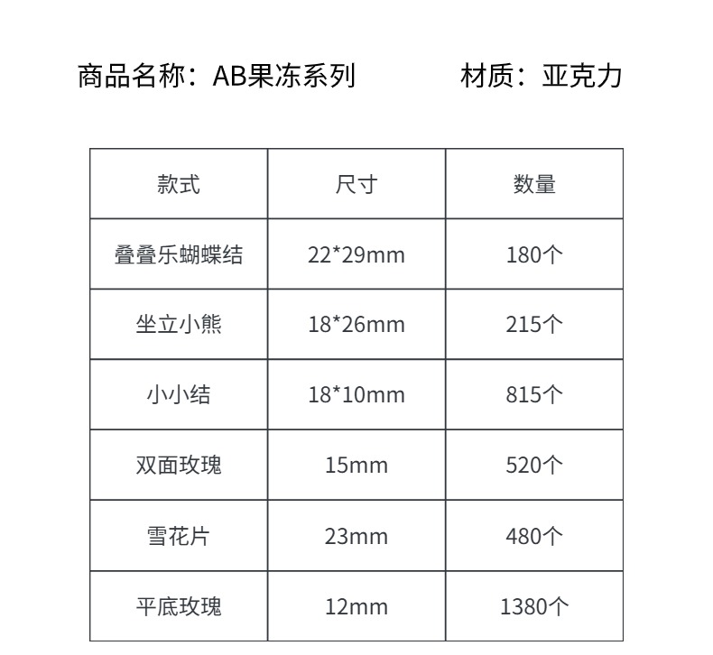 Acrylic jelly ab series Creative diy/ Beaded small ornaments, bracelet pendants, keychains, mobile phone pendants, accessories, production materials pic 3