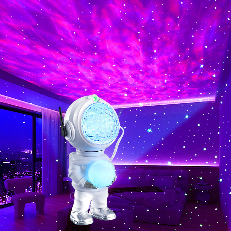Cross-border new products: Crystal Magic Ball water Pattern Lamp, Astronaut projection lamp, seven-color color-changing ambient lamp, Moon Night light Specification drawing