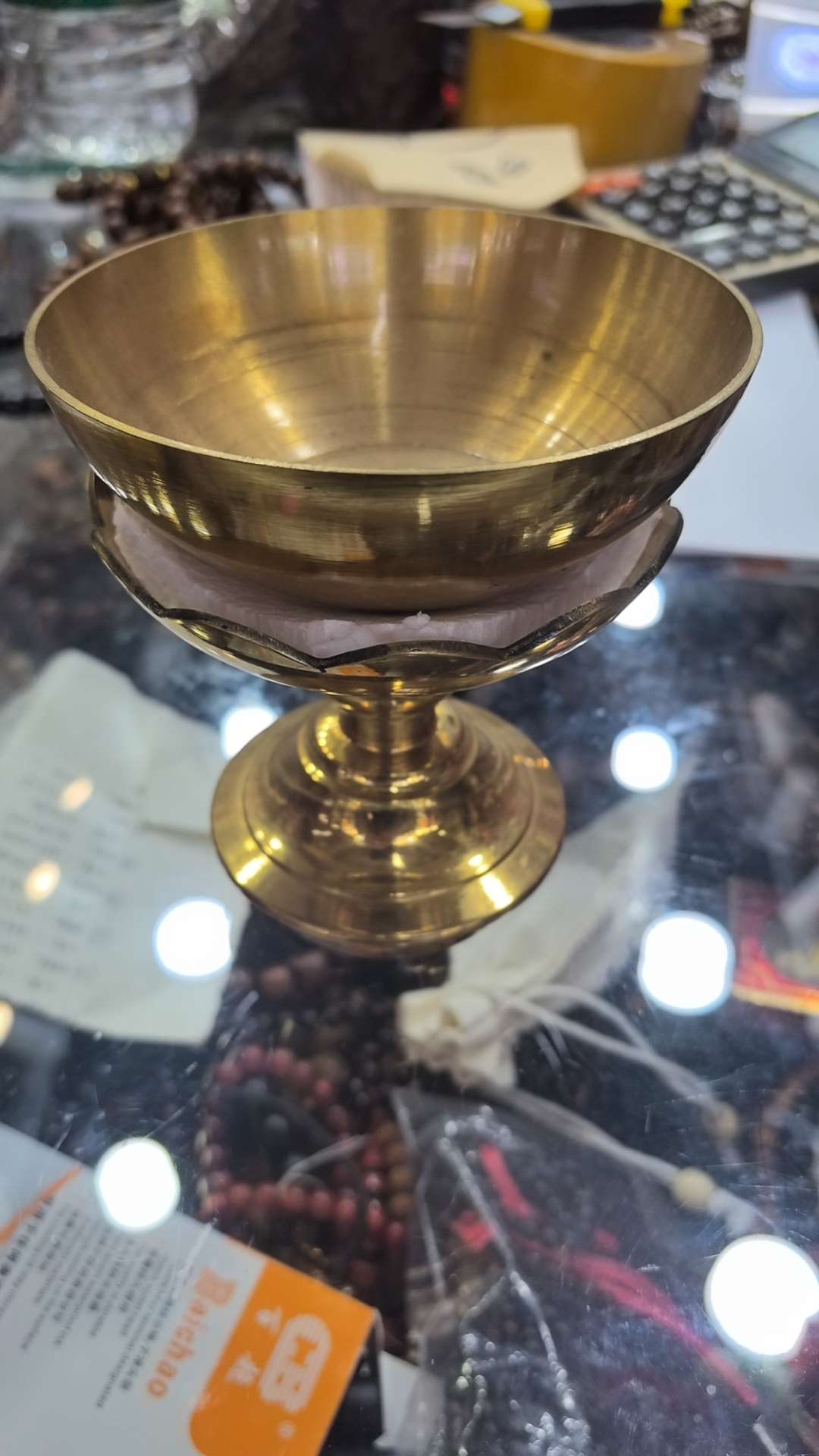 菩提椭圆长珠手串木佛珠念珠宗教用品工艺品礼品铜油灯