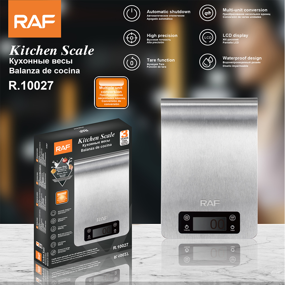 RAF stainless steel flat scale, wall-mounted kitchen scale design, touch screen irregular high-precision kitchen scale full figure