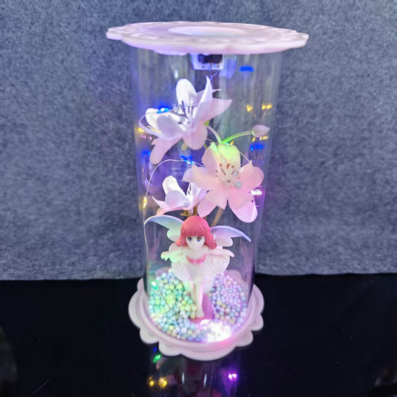 17cm精致空心玻璃带灯摆件 金贝达瓷器水晶 7860-3317 礼品