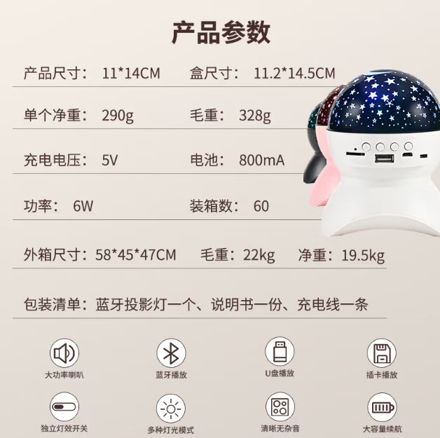Трансграничный тепловой фонарь LED bluetooth star прожектор в спальне little night lights, трансграничный продавец настольных ламп, оптовое производство pic 5
