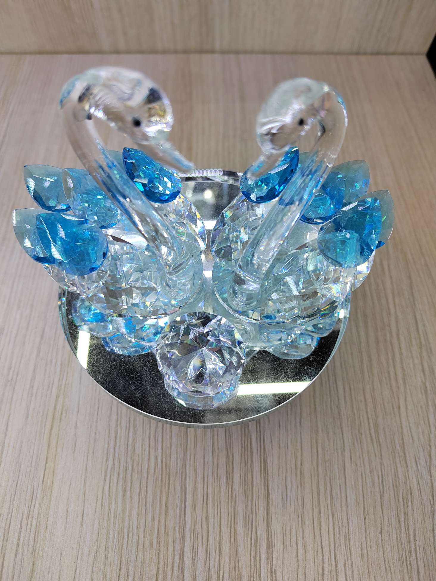 思文水晶工艺品摆件天鹅 圣诞水晶球水晶树摆件 礼品装饰水晶珠扁珠创意礼物水晶