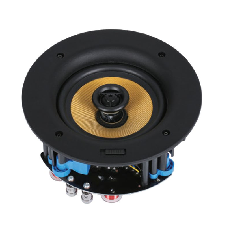 High-quality ceiling speaker, frameless panel with fiberglass woven cone, adjustable tweeter details Picture