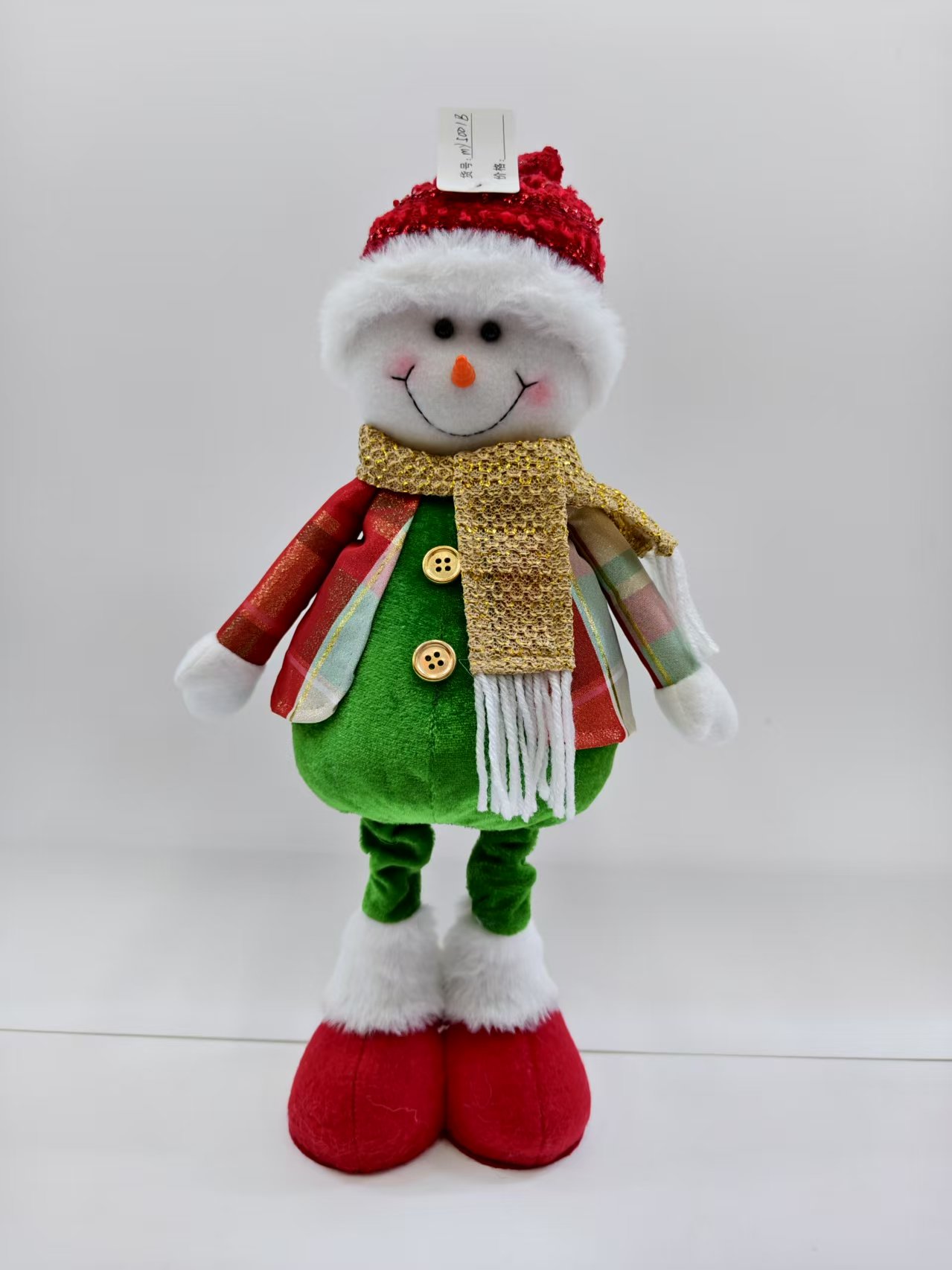 A 50cm snowman in magenta and green for the Christmas festival decoration of a faceless and extendable old man thumbnail