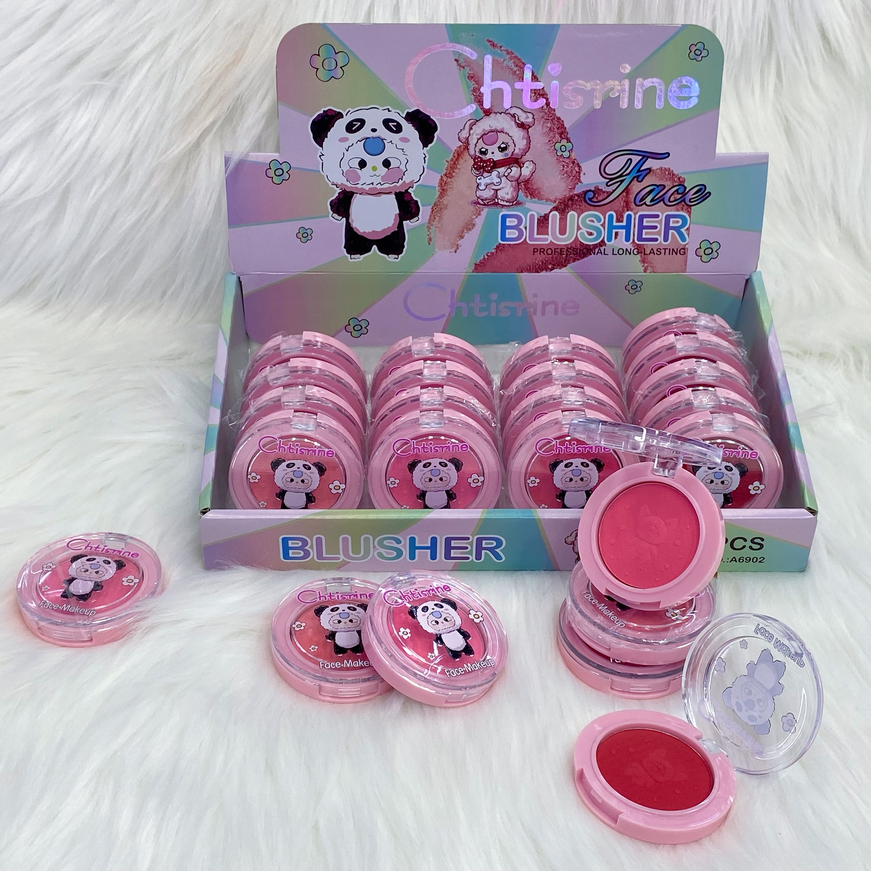 The new three-year-old baby four-color blush brightening and slimming, energetic girl's daily whitening, peach matte blush and rouge full figure