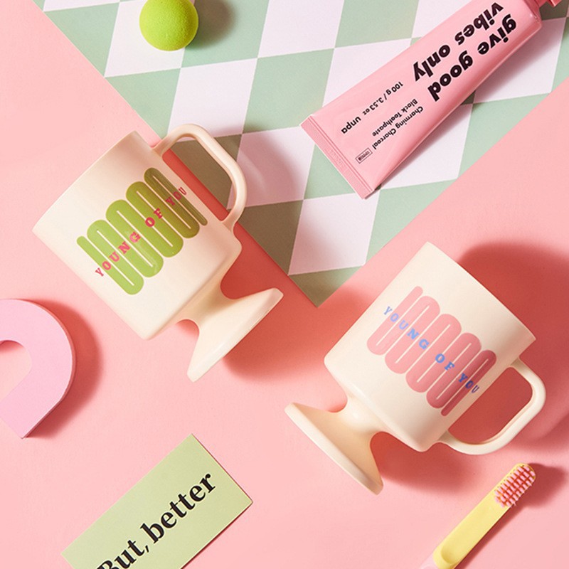 M80-8802 [Dopamine] High-legged mouthwash Cup, Creative Cartoon Brushing Cup, home, fun and cute tooth bucket for students to wash up