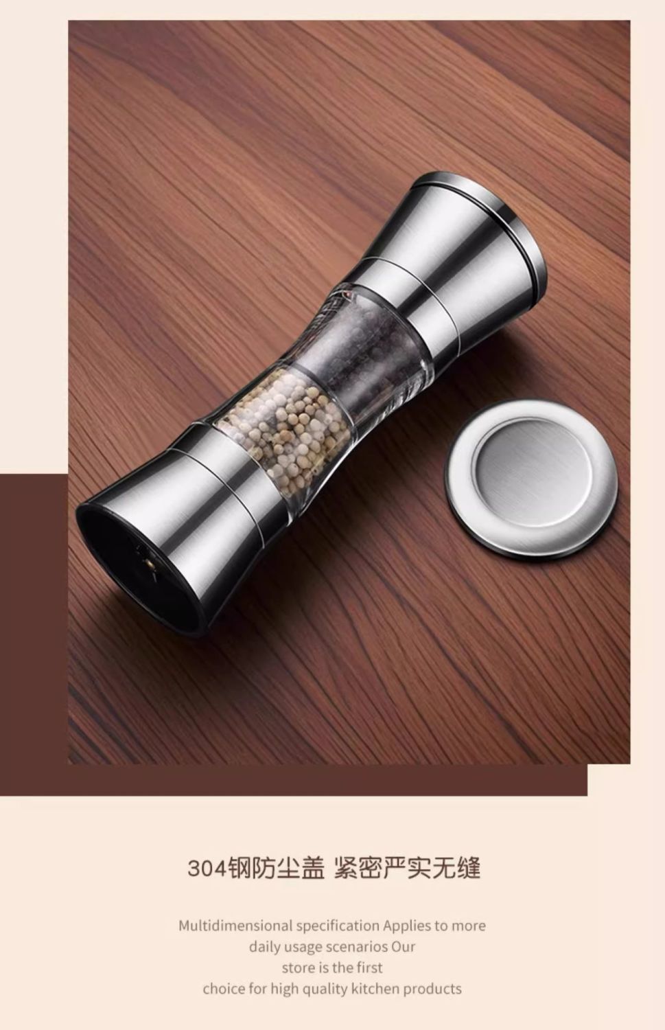 Pepper grinder, double-head manual sea salt and Sichuan pepper grain grinding bottle, black and white pepper powder magic tool, seasoning bottle and jar, freshly ground oil can, spray and pour integrated oil can, oil sprayer, massage, one-time quantitative oil suction bottle Item Picture
