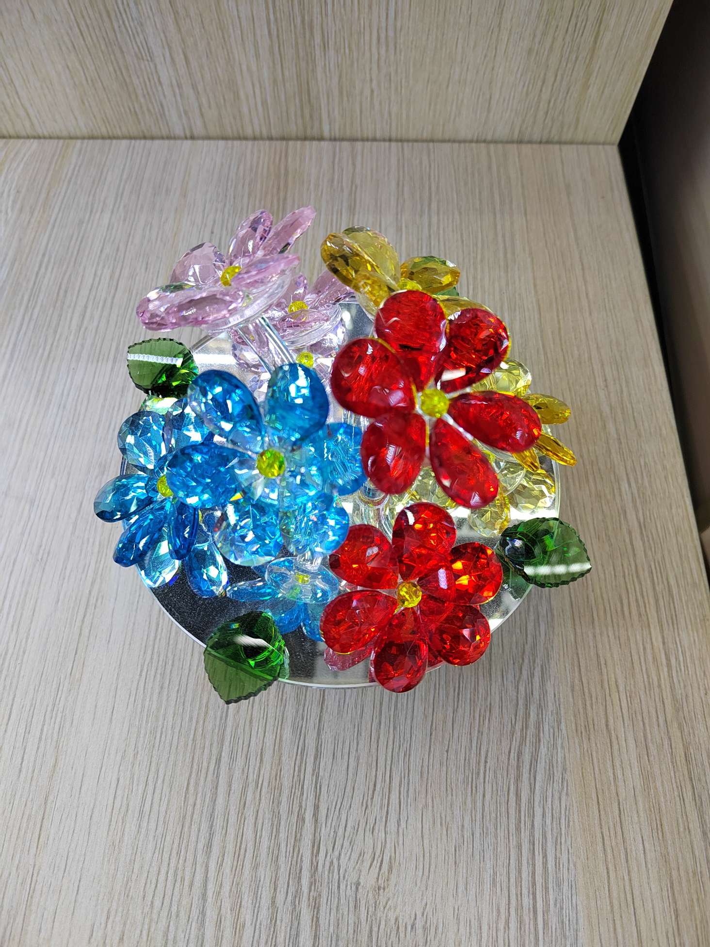 思文水晶工艺品，高档水晶，家居客厅，玄关花，摆件开富贵，一路向阳摆件水晶
