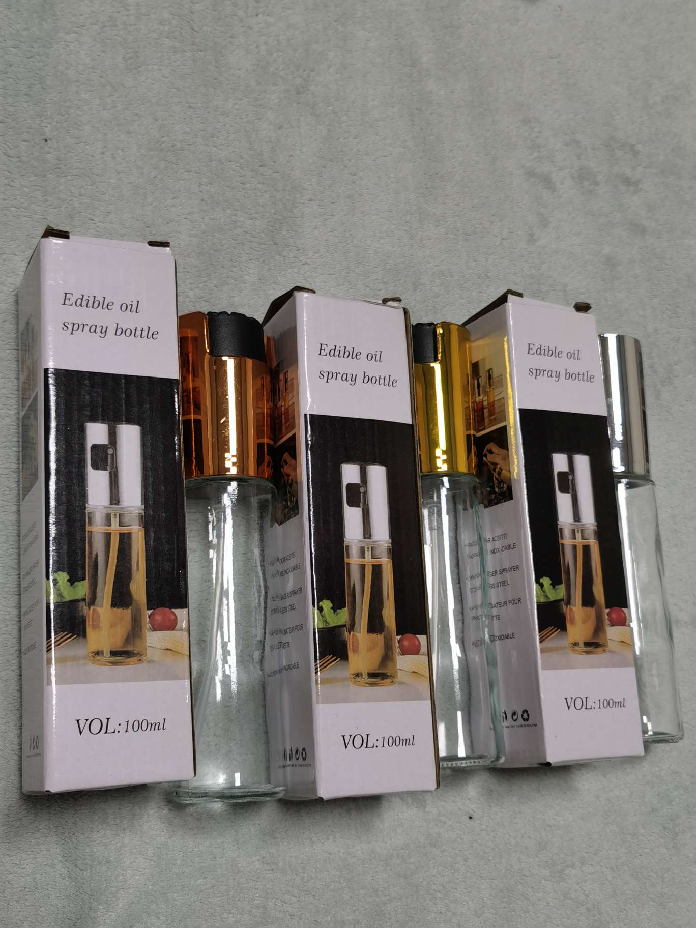 Press-type spray oil control bottle, kitchen oil spray bottle, seasoning bottle, seasoning bottle, oil pot, barbecue oil spray bottle, glass oil pot, spray-pouring integrated oil pot, oil spray bottle, quantitative oil suction bottle details Picture