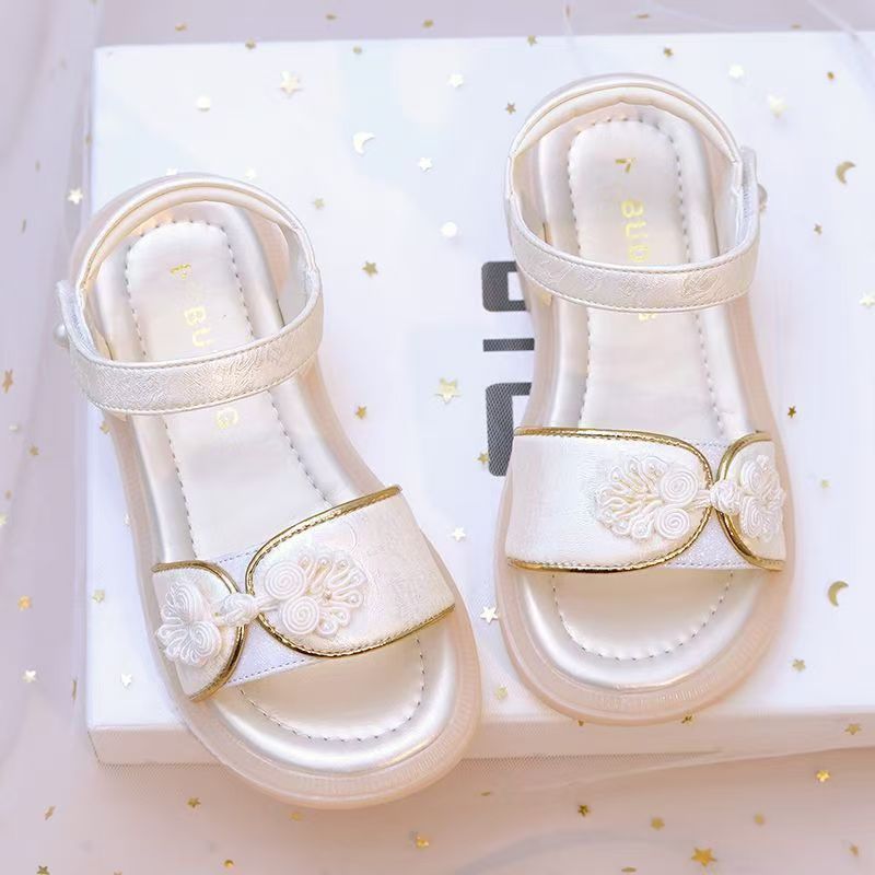 国潮女童凉鞋汉服古风公主鞋2025夏季新款女孩白色马面裙儿童夏款鞋子