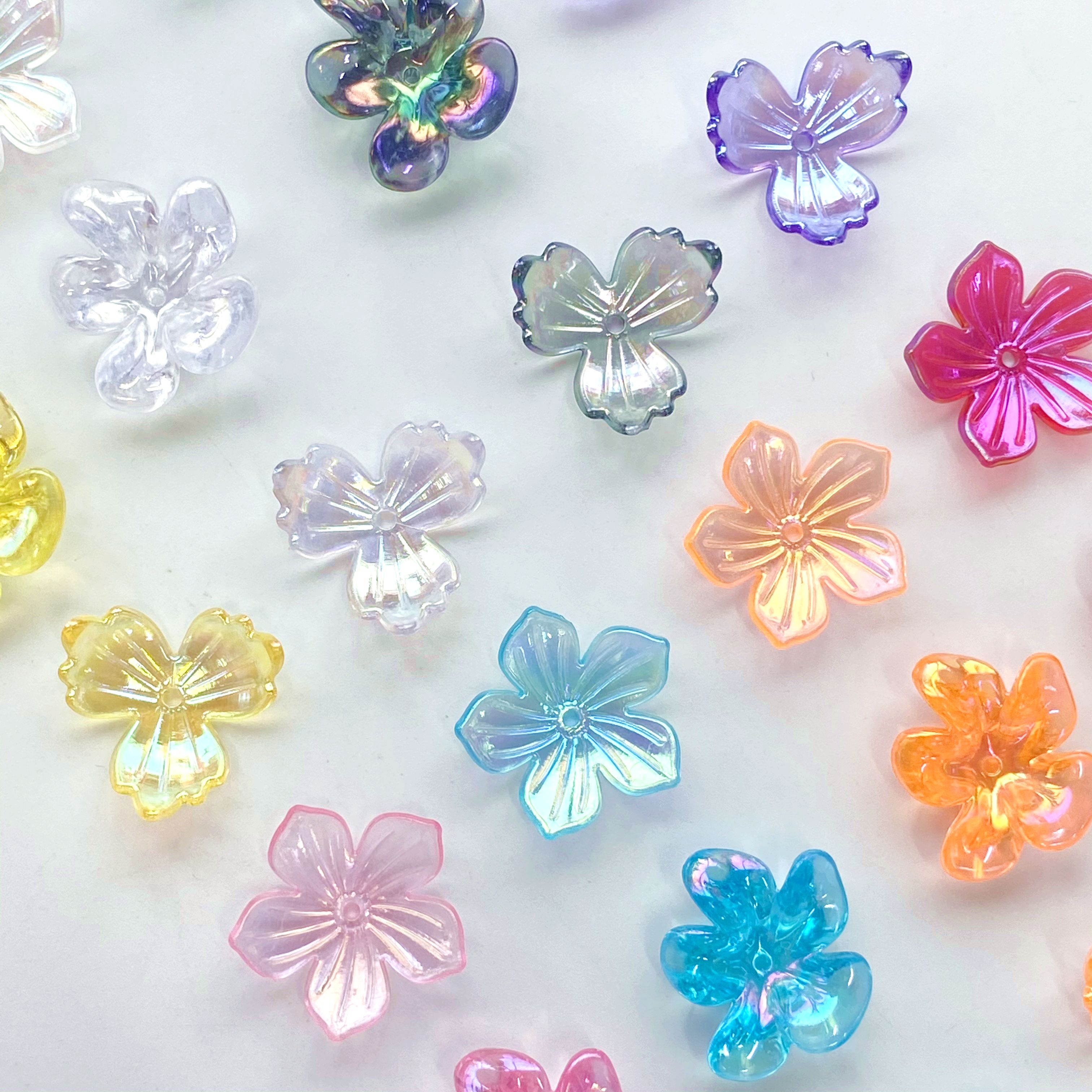Acrylic transparent ab dark flower three diy bracelet pendants, keychains, mobile phone pendants and accessory materials details Picture