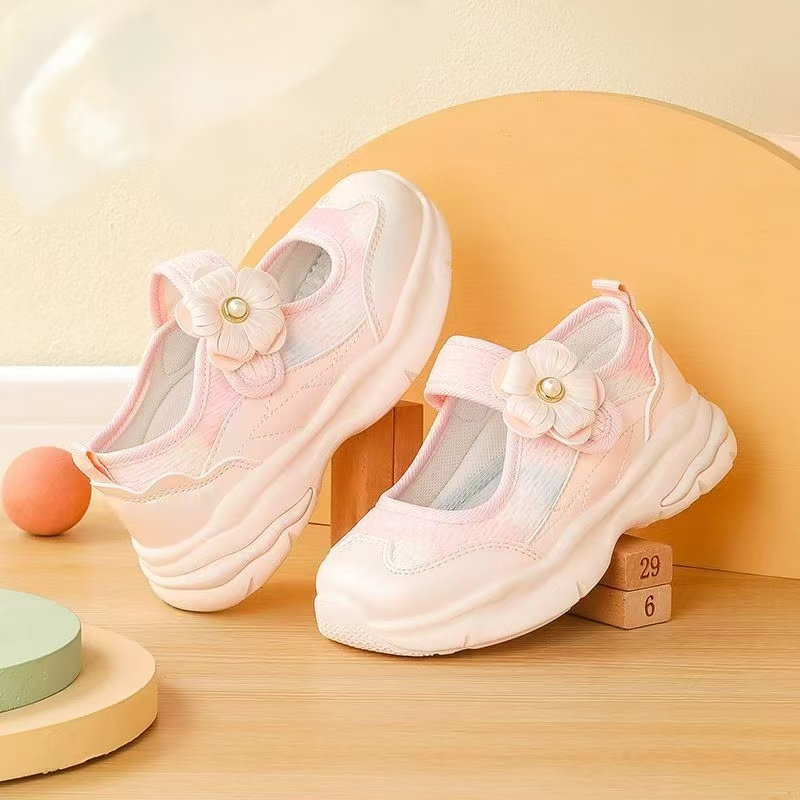 国潮夏季女童透气新款运动鞋镂空休闲飞织洋气网面中超软