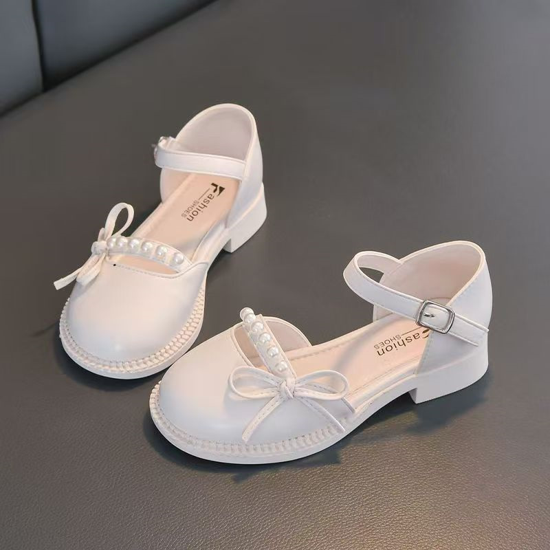 女童凉鞋国潮夏季儿童鞋公主鞋蝴蝶结珍珠包头凉鞋软底中大童