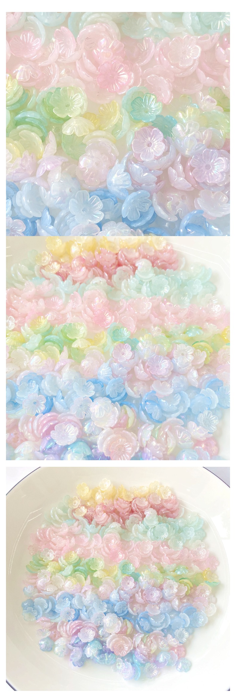 Acrylic two-color color-coated small five-petal flower creative diy/ beaded small ornaments, bracelet pendants, keychains, mobile phone pendants, accessory materials pic 4