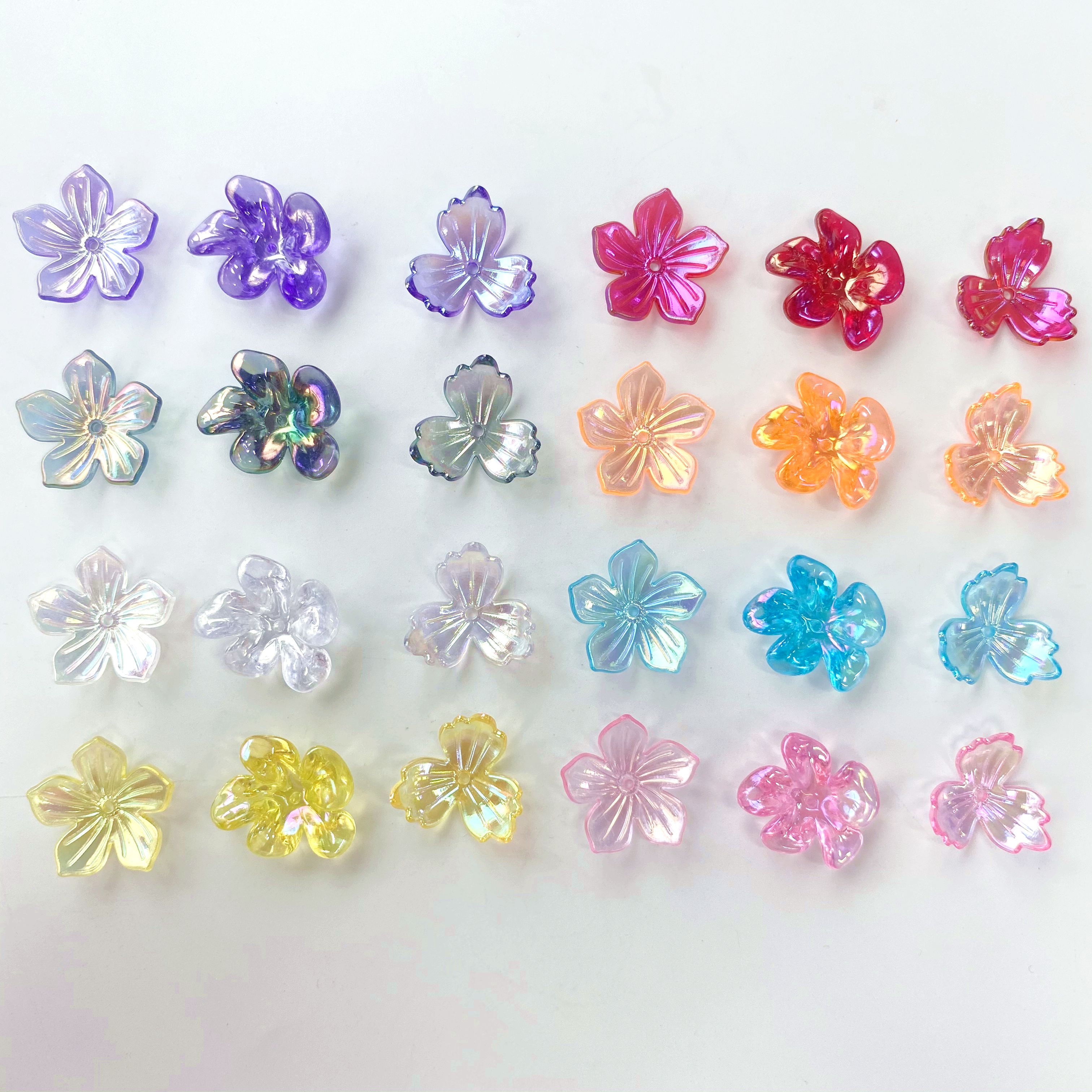 Acrylic transparent ab dark flower three diy bracelet pendants, keychains, mobile phone pendants and accessory materials