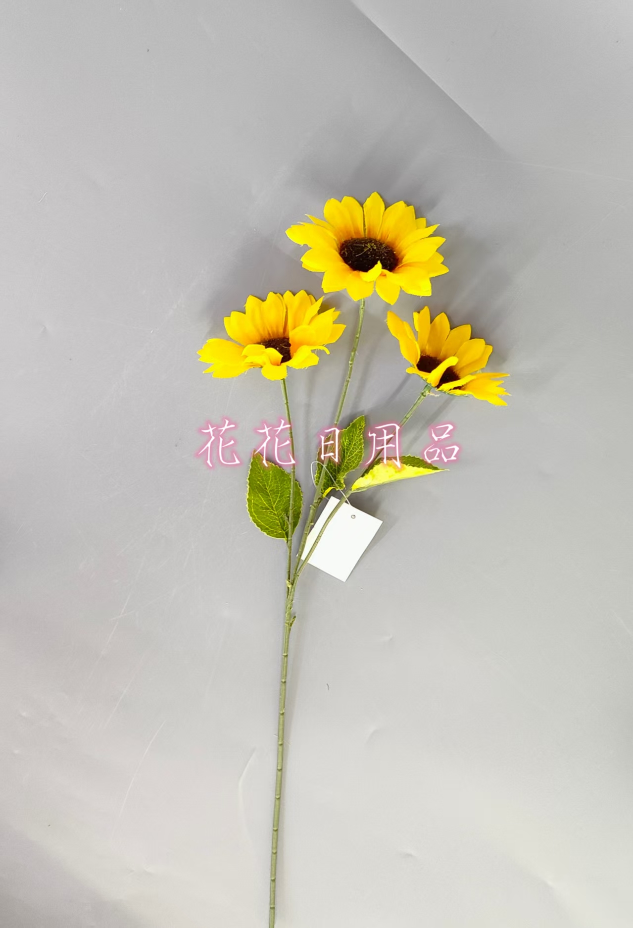 Artificial flower bonsai, a single 3-head sunflower decorative item Specification drawing
