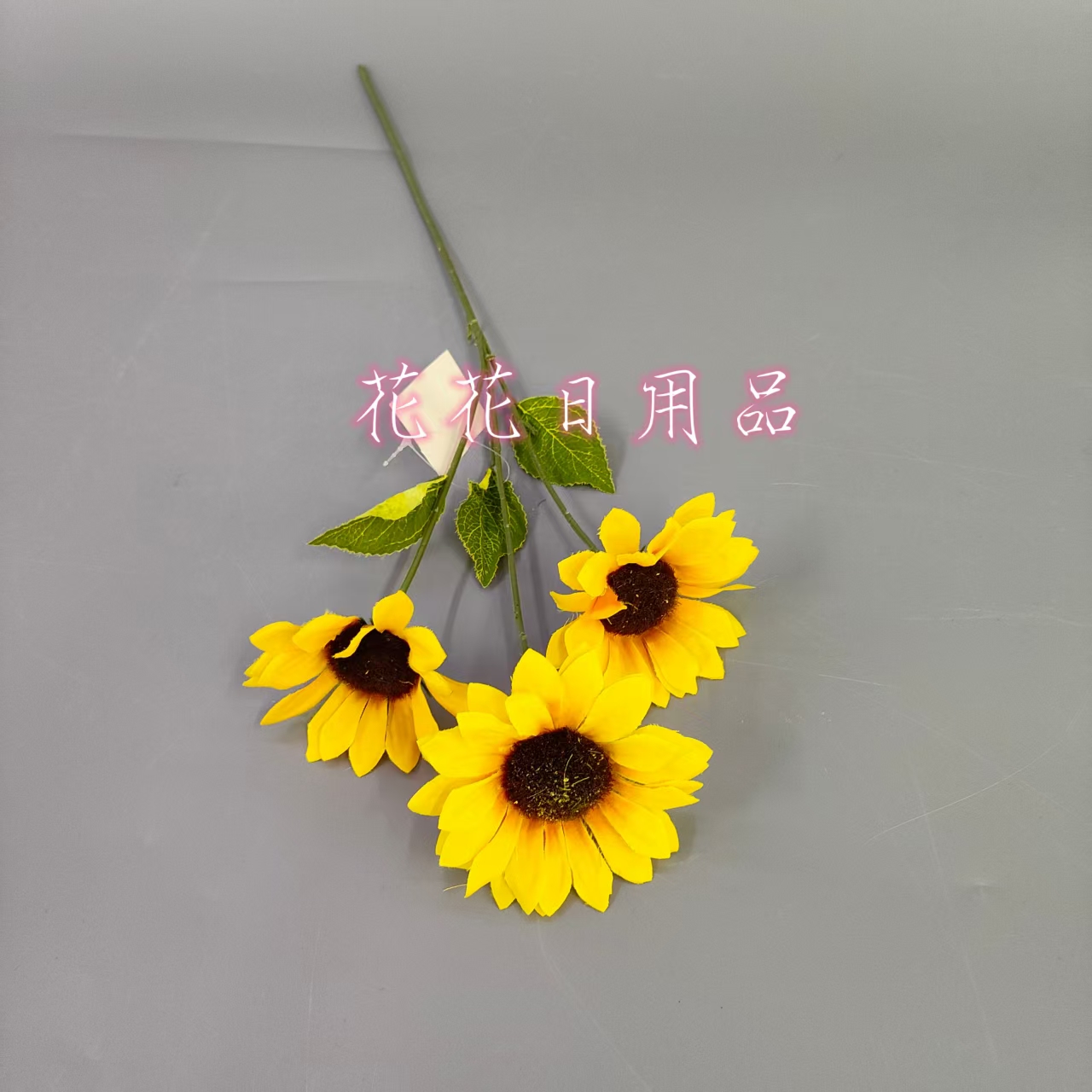 Artificial flower bonsai, a single 3-head sunflower decorative item full figure