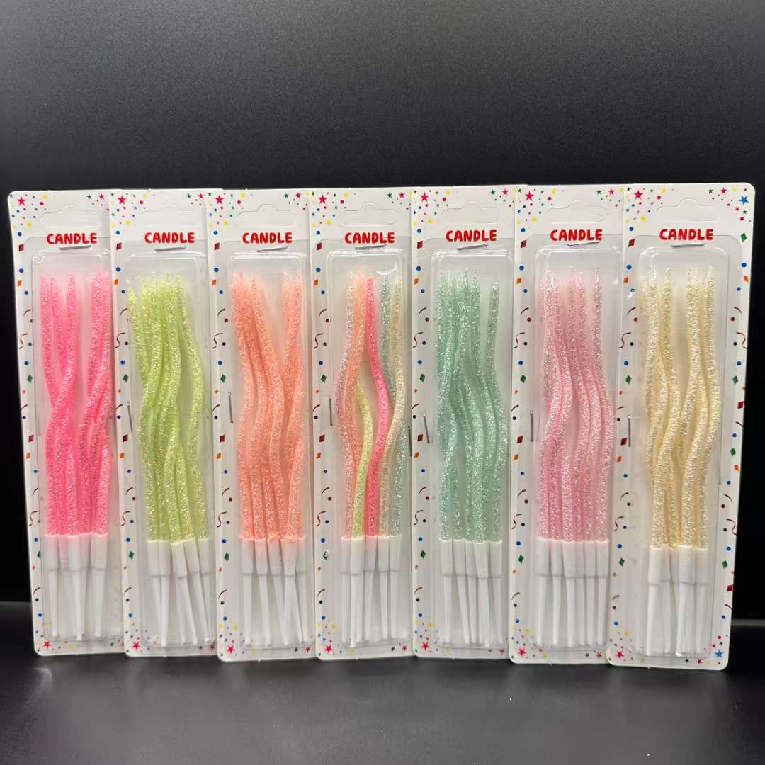 高亮粉曲线生日蜡烛派对蜡烛批发