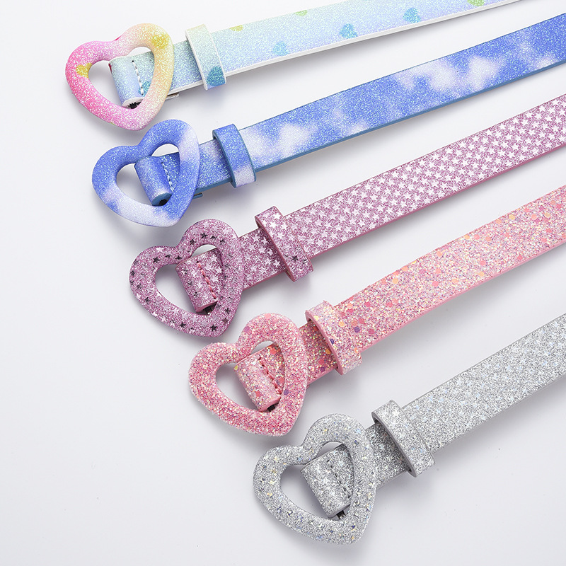 Children's belts, adult belts for girls, heart-shaped buttons for girls, paired with high-end jeans, school uniforms, and little princess belts details Picture
