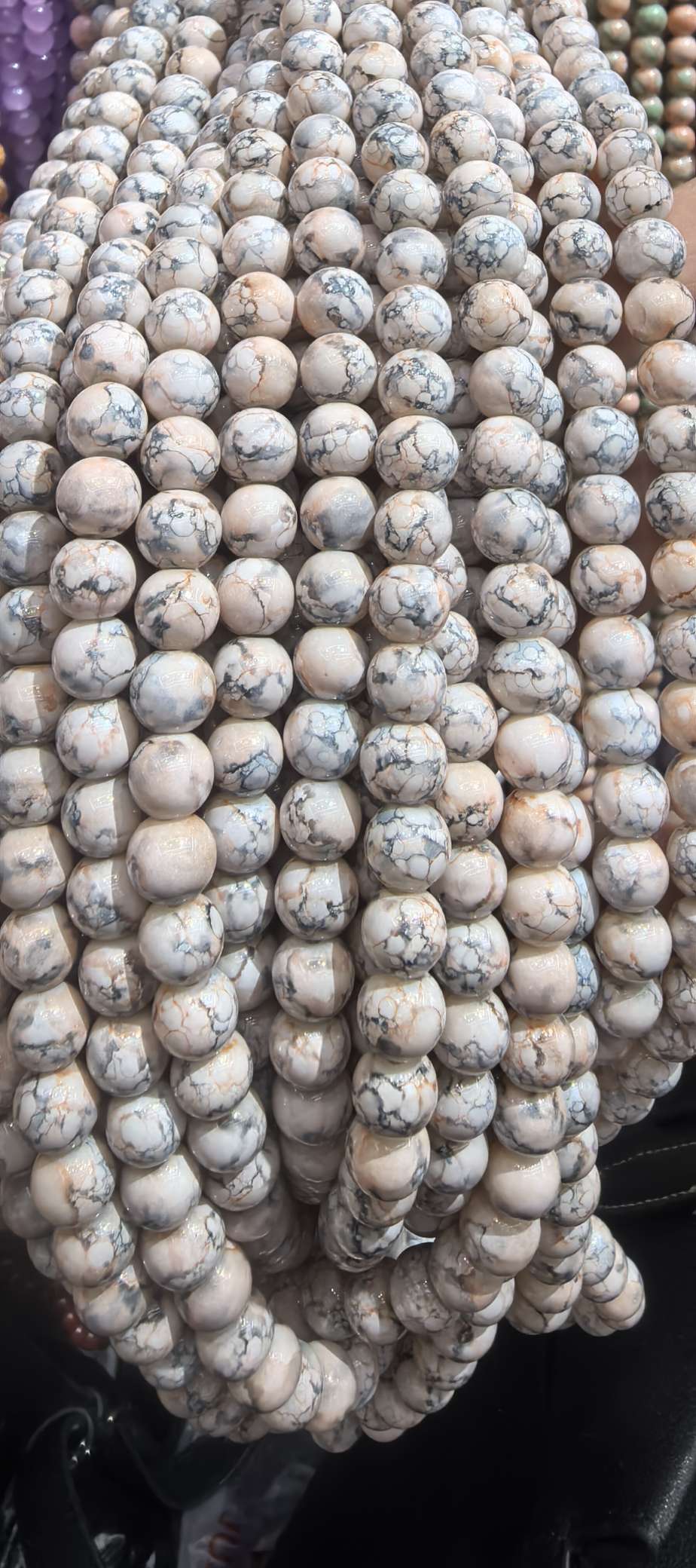 厂家直供8mm水墨瓷珠琉璃圆串珠玻璃散珠diy手工制作手串项链材料 