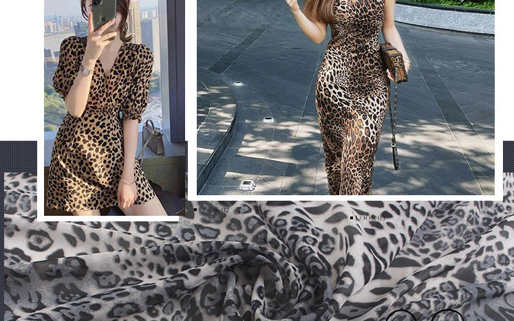 75D豹纹雪纺印花布料夏季连衣裙吊带防晒衣薄透垂感飘逸雪纺面料详情5