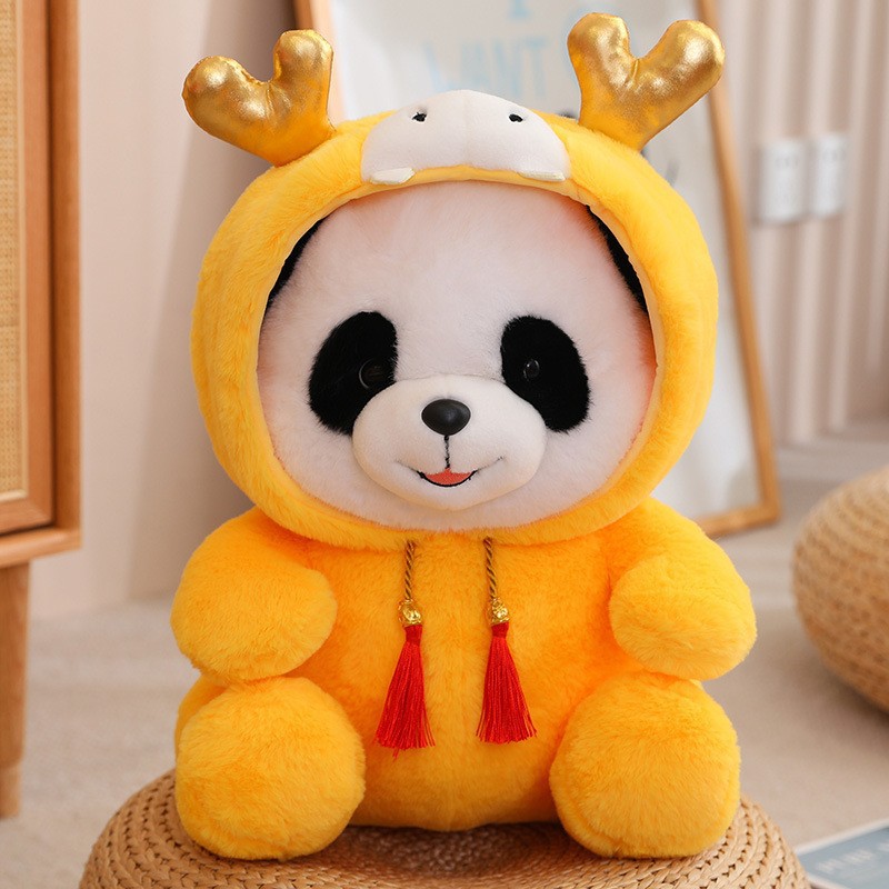 国潮25cm呆萌可爱熊猫公仔毛绒玩具背包熊猫玩偶动物园纪念品礼品批发