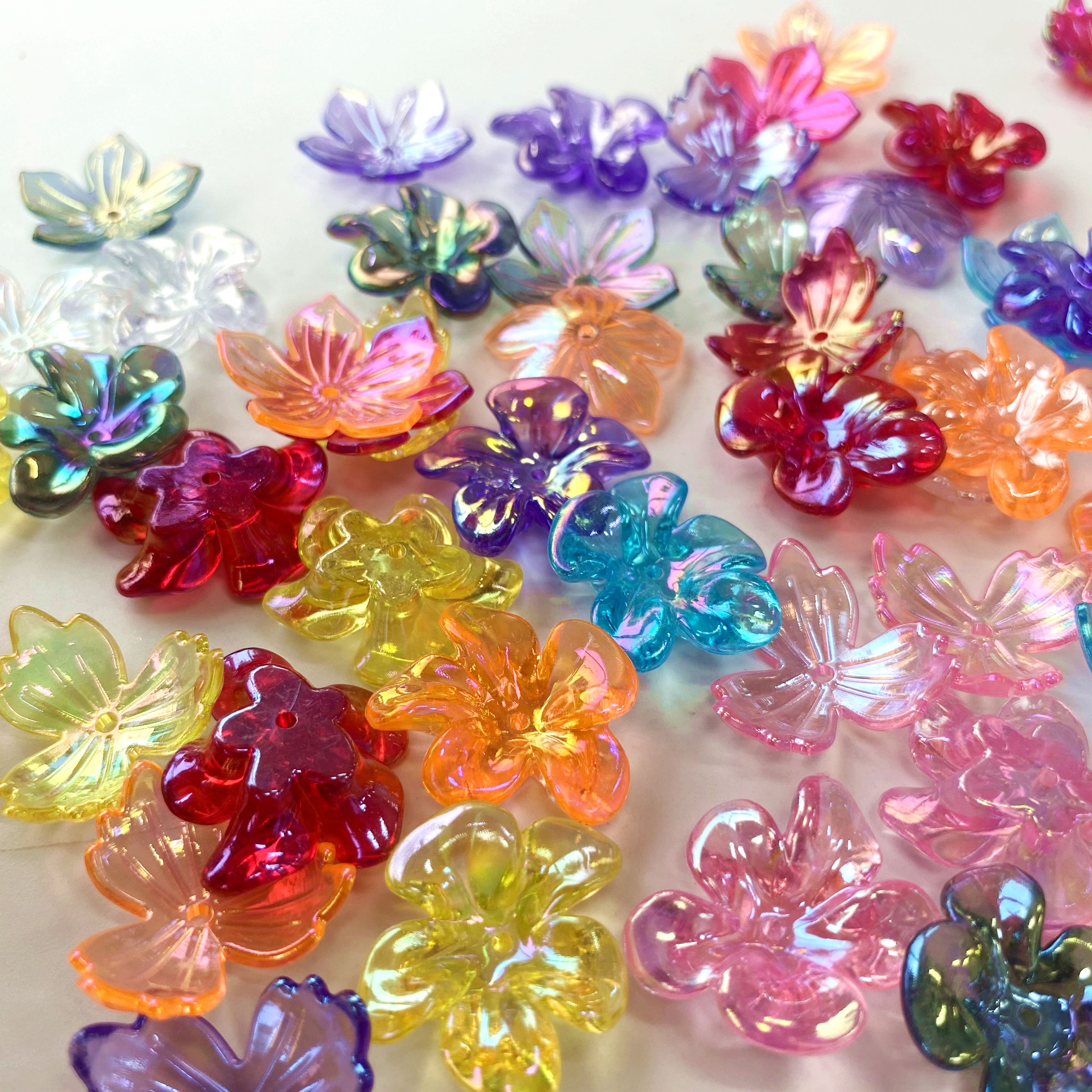 Acrylic transparent ab dark flower three diy bracelet pendants, keychains, mobile phone pendants and accessory materials Item Picture